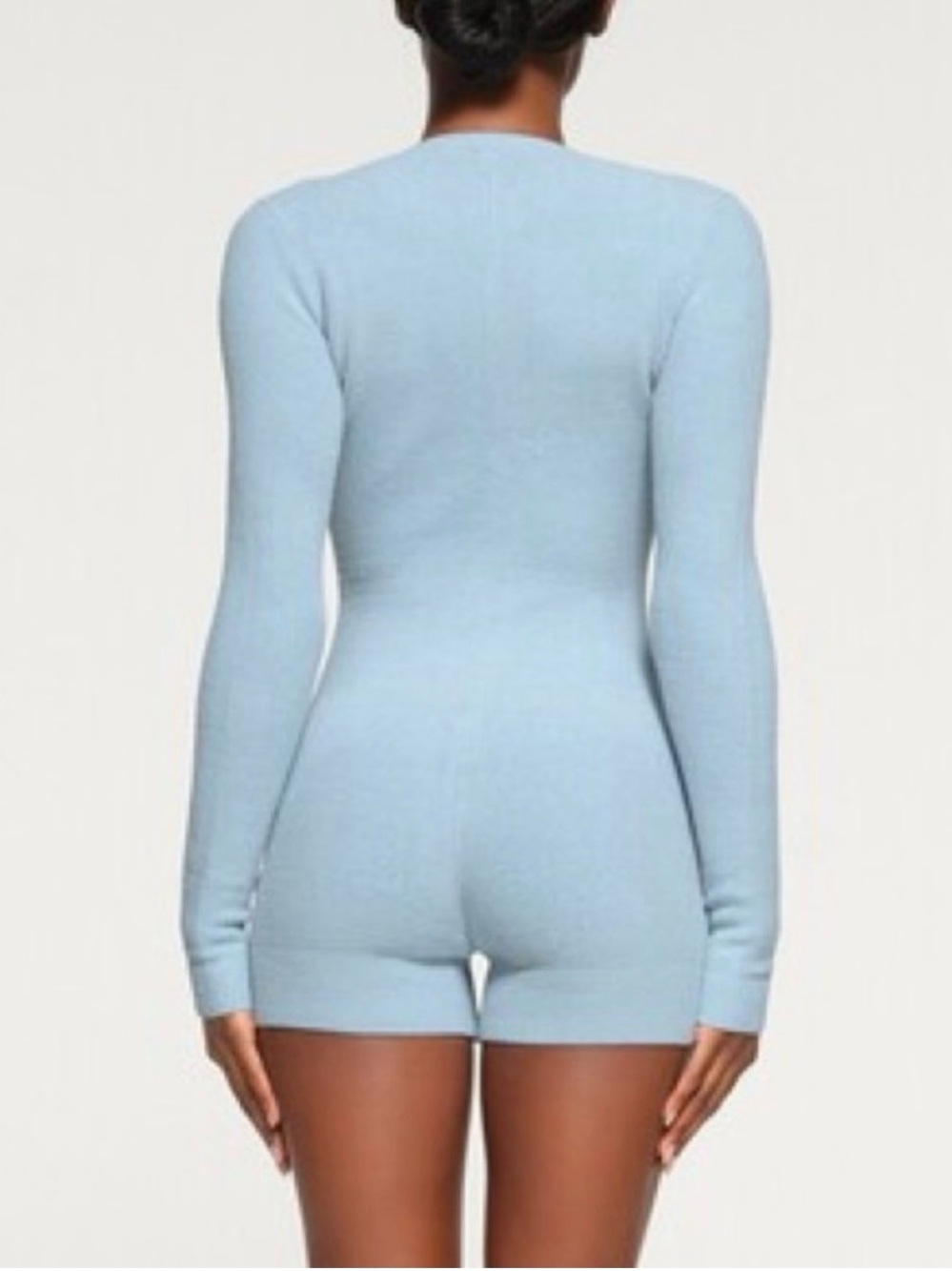 SKIMS Cozy Light Long Sleeve Zip Front Onesie Romper Blue NWT Sz M - Picture 2 of 2
